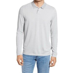 Mens Ted Baker London Korcola Gray Long Sleeve Performance Polo Size: 7 3XL NWT